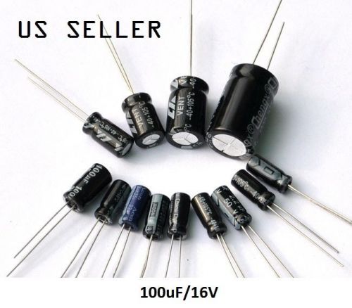 200pcs 100uF 16V 105°C Radial Electrolytic Capacitor 16V100UF 5x7mm