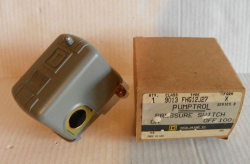 NEW SQUARE D PUMPTROL PRESSURE SWITCH CLASS 9013, FHG12J27, SERIES B