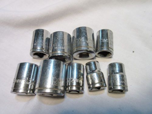 PM 12 pt Metric 1/2&#034; Mixed Socket Lot Tools 10 11 12 13 14 15 17 18 19 mm