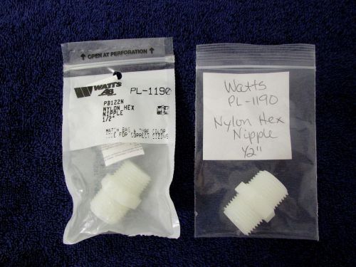 Anderson Hex Nipple 1/2&#034; x 1/2&#034; MPT X MPT Nylon Qty 2 Watts PL1190 X18