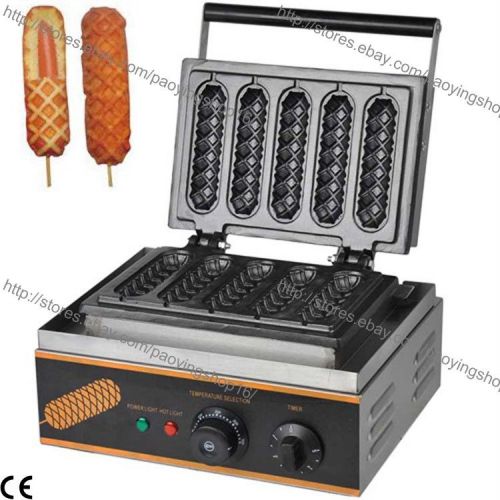 Commercial Nonstick Electric French Hot Dog on A Stick Waffle Maker Iron Machine