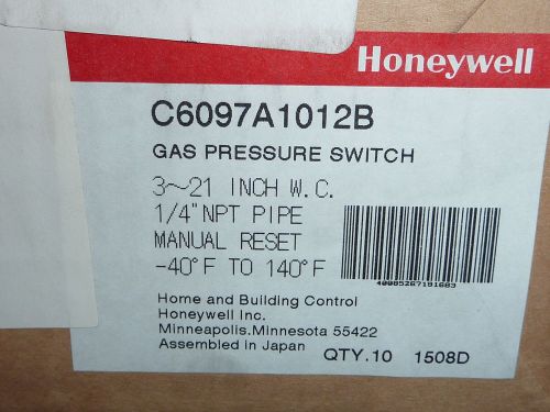 Honeywell C6097 Gas or Air Pressure Switch C6097A1012B NEW  FREE SHIPPING !!!