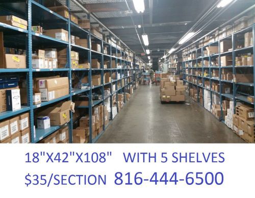shelving rivet lock industrial warehouse steel shelves 42&#034;x18&#034;x108&#034; $35/section