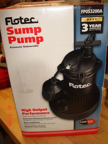 NEW Flotec FP0S3200A 1/2 HP 3,200 GPH Plastic Sump Pump free shipping