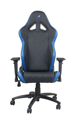 Ferrino Line Blue on Black Diamond Patterned Gaming and Lifestyle Chair by Rapid