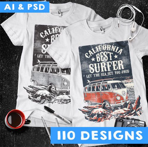 110 VECTORS VOL 1 CLIPART-T-SHIRT SCREEN PRINTING DESIGNS -AI &amp; PSD