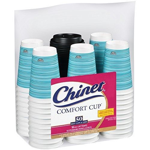 Chinet Comfort Cup (16-Ounce Cups), 50-Count Cups &amp; Lids