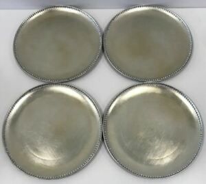 Studded Charger Plate  - Platinum 13&#034; Set of 4 pcs New