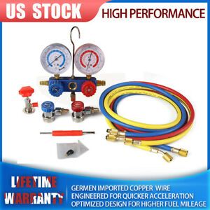 R134A HVAC 5 FT Refrigeration Kit AC Manifold Gauge Set 3000PSI Auto Service Kit