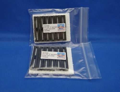 IC Sockets, 20 Pin DIP Standard .3&#034; type - Quantity of  24 sockets, 2 paks