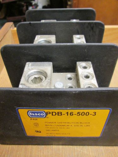 ILSCO  Power Distribution Block  PDB-16-500-3  line 500MCM  load (6) 2/0-#14  3P