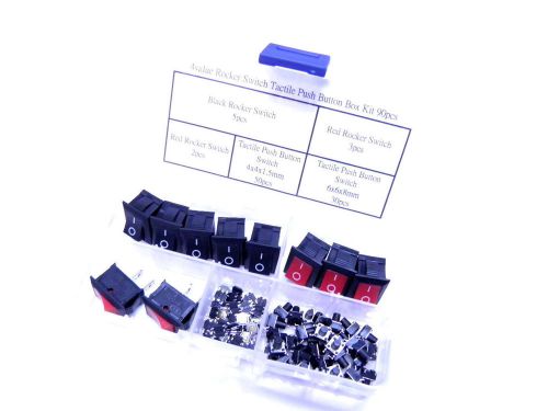 Rocker tactile push switch 10a 125v 6a 250v button on off 4value 90pcs box kit 5 for sale