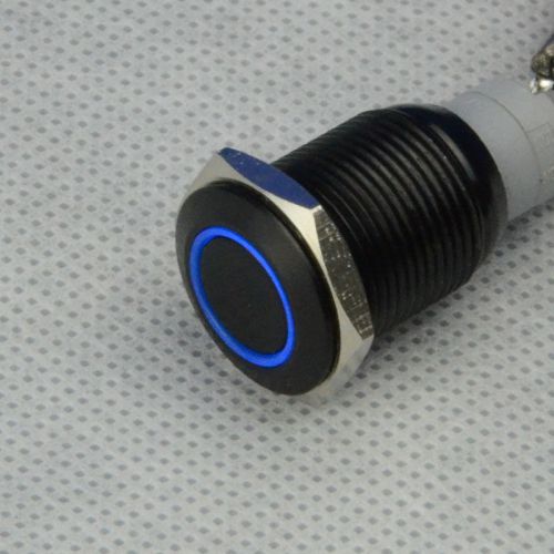 16mm Blue circle led momentary black push button switch DC 12 Company car 5pin