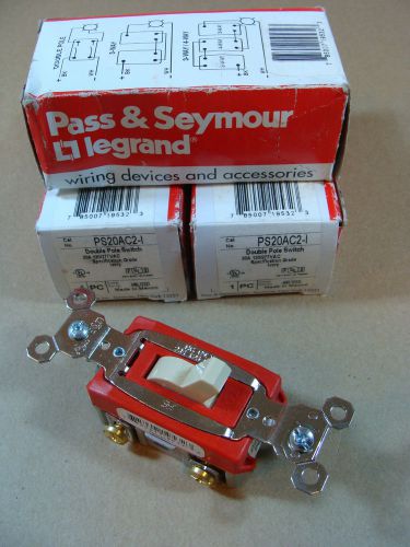 (3) new pass &amp; seymour legrand ps20ac2-i double pole switches 20a 120/277v ivory for sale