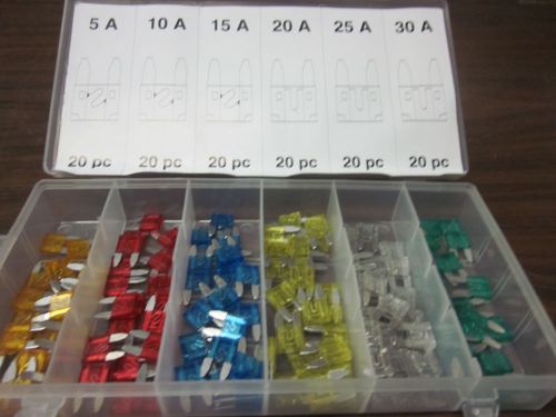 120pc g industrial mini car blade fuse box assortment fuses truck suv rv mfa120 for sale