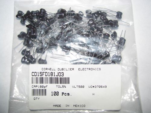 100 NOS CORNELL DUBILIER SILVER MICA 180PF 500VOLT CAPACITORS TUBE AMPLIFIER