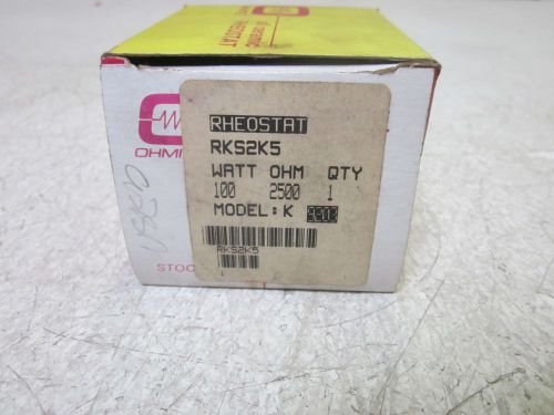 OHMITE RKS2K5 2500 OHMS 100W MODEL K RHEOSTAT  *USED*