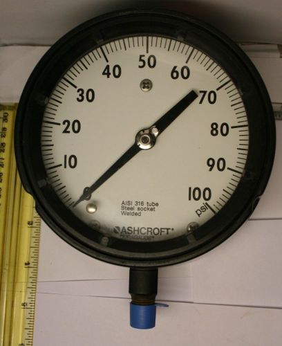 Ashcroft Test Gauge 0-100 PSI Duragauge AISI 316 Tube &amp; Socket