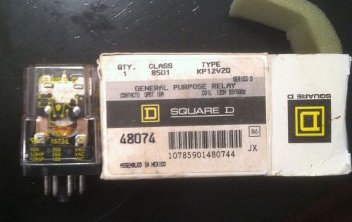 Square D Relay KP12V20 Class 8501 SER. D 48074 10A Coil 50/60Hz  120V NIB