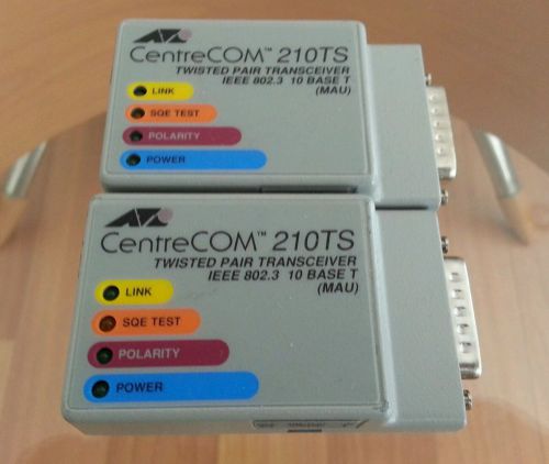Lot of 2 CENTRECOM 210TS TWISTED PAIR TRANSCEIVER IEEE 802.3 10 BASE T (MAU)