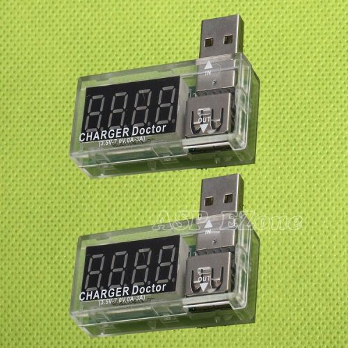 2pcs translucent 3.5v-7v 0a-3a usb current tester detector ampere meter for sale