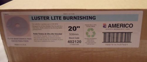 New case lot 5 20&#034; americo luster lite burnishing floor maintenance pads discs for sale