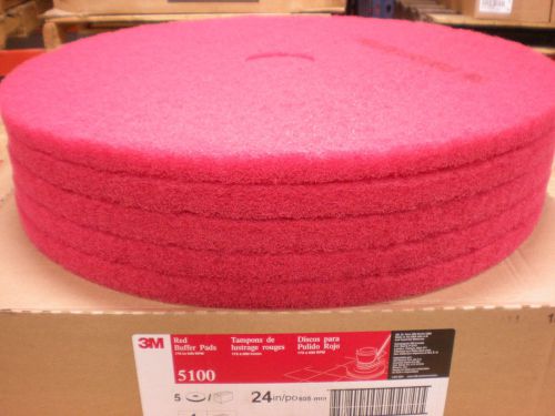 3m - model 5100 -  24 inch diameter red buffer floor pad -  5 pads per case for sale