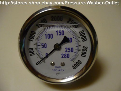 0-4000 PSI Liquid Filled Pressure Gauge PIC Brand 1/4NPT Rear Mount 2 1/2 Face