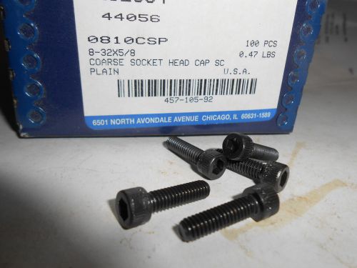 Box of 100  8-32 x 5/8&#034; Socket Head Cap Screws  USA