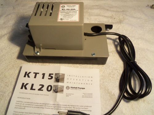 HARTELL KL-20-2ULT Condensation Pump for HVAC + 801064 + Low Profile 230v !NEW!