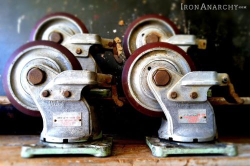 Vtg SWIVEL CASTERS, Lrg Heavy Duty Industrial Aerol Furniture Factory Cart Wheel