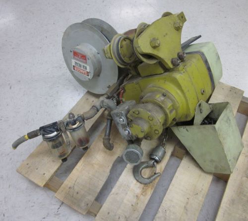 Yale eaton kal1 1-ton pneumatic chain hoist w/ powereel &amp; trolley l5pt13s1 kal for sale