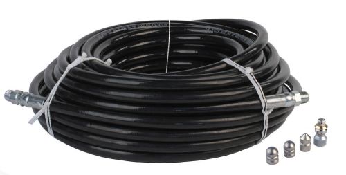 3/8&#034; x 100&#039; sewer jetter hose &amp; 4 nozzles 9.0 thruster flusher degreaser spinner for sale