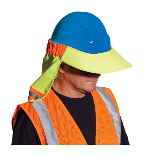 Hi Visibility Yellow Hard Hat Visor w Neck shield EZ Cool Poly Reflective