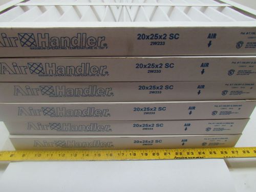Air handler 2w233 pleated air filter standard capacity 20x25x2 lot of 6 for sale