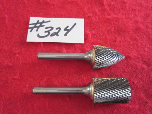 2  U.S.A.  3/4&#034;  CARBIDE BURRS,  DOUBLE CUT,  1/4&#034; SHANK  {324}