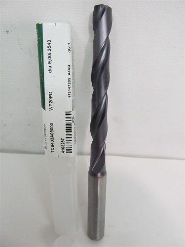 Widia 4163257, TDS403AD9000, 9mm, TiALN Solid Carbide Drill Bit w/ Coolant Holes