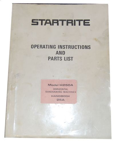 Startrite h250a, operaitons and parts lists manual for sale