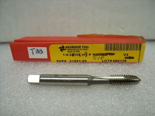 1/4”-28 Tap GH3 2 flute Spiral Point Plug Brubaker Tool HSS USA – NEW –T33