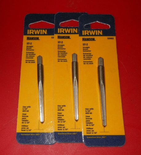 IRWIN HANSON STRAIGHT FLUTE EXTRACTOR ST-2  BOX OF 3 EXTRACTORS