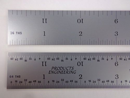 PEC USA 24&#034; Rigid Satin 4R machinist ruler/rule scale 1/8, 1/16, 1/32, 1/64