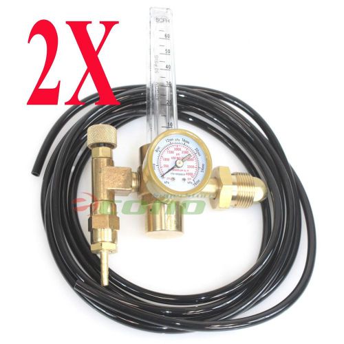 Lot 2 argon co2 gas mig tig flow meter welding weld regulator gauge cga580 +hose for sale