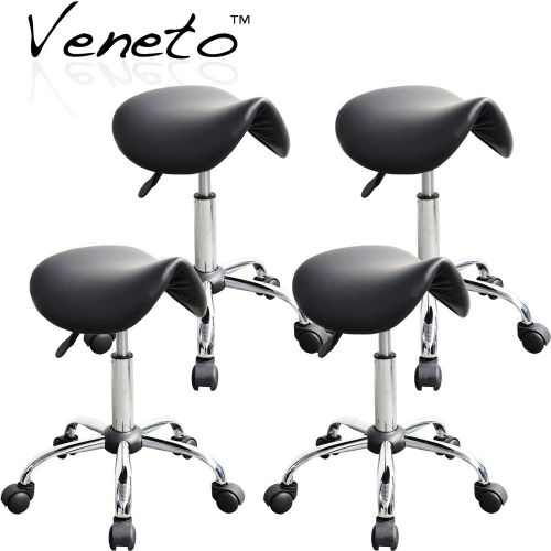 4 pc Black Hydraulic Saddle Stool studio dental tattoo salon Massage spa Dentist