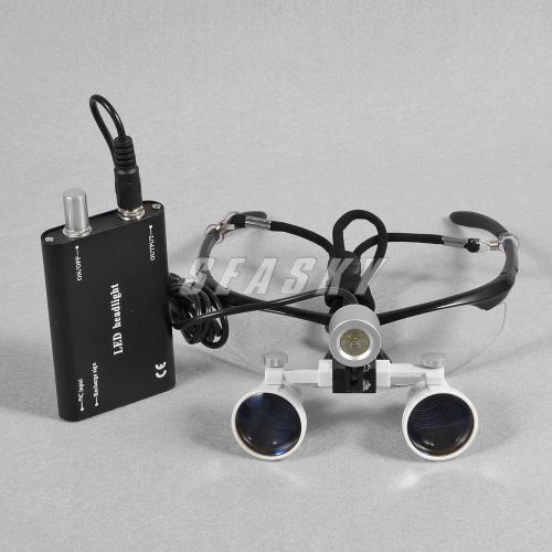 NEW Black Dental Surgical 3.5x Binocular Loupes 420mm + LED Headlight Lamp