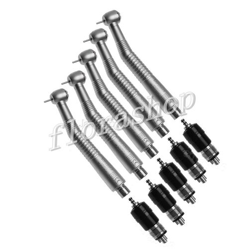 5PCS High Speed Handpiece Large Head Air Turbine Push Button Quick Coupler 4Hole