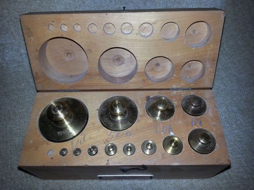 Vintage Humbol Brass Weight Calibration Set 13pcs Wood Box Metric