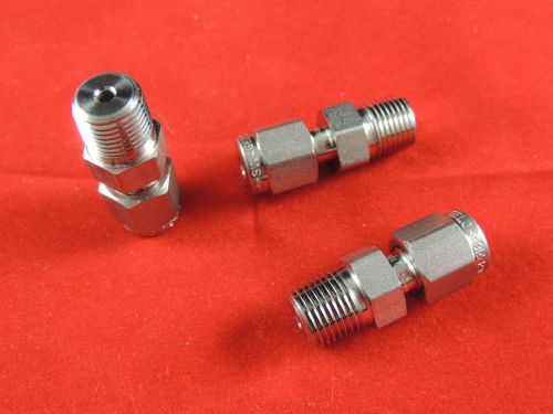 NEW Lot 3 Swagelok 1/8&#034; Tube 3/8&#034; Female Stainless Volume Reducer W/Ferrule Sets