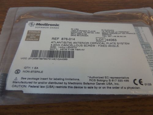 Medtronic 876-014 4.0mm x 14mm  Bone Screw