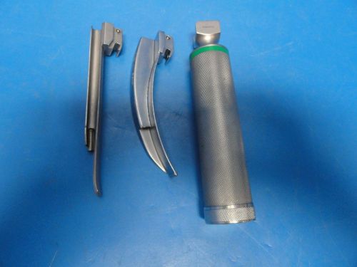 Heine Emerald Green Line Laryngoscope Set W/ Classic + 8FO &amp; RUSCH MIL 2 Blades