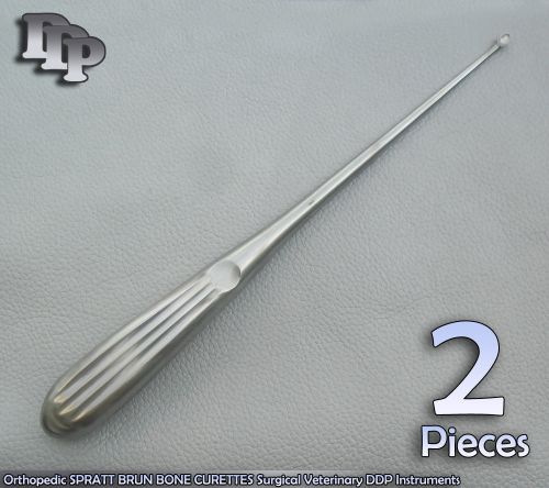 2 Pcs Orthopedic SPRATT BRUN BONE CURETTES 1/ 9&#034; Surgical DDP Instruments